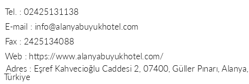 Alanya Byk Hotel telefon numaralar, faks, e-mail, posta adresi ve iletiim bilgileri